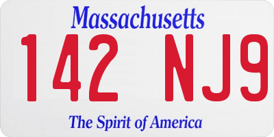 MA license plate 142NJ9