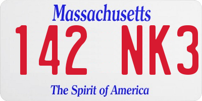MA license plate 142NK3