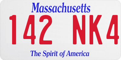 MA license plate 142NK4