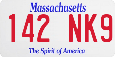 MA license plate 142NK9