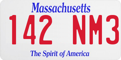 MA license plate 142NM3
