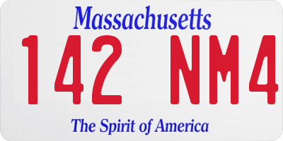 MA license plate 142NM4