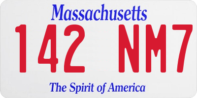 MA license plate 142NM7