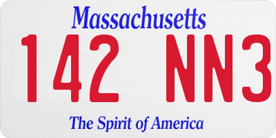 MA license plate 142NN3