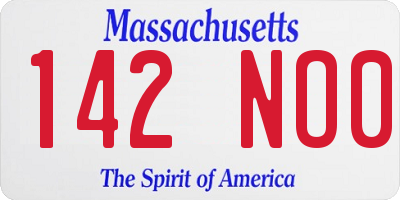 MA license plate 142NO0
