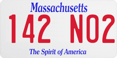 MA license plate 142NO2