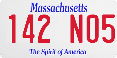 MA license plate 142NO5