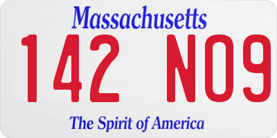 MA license plate 142NO9
