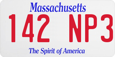 MA license plate 142NP3