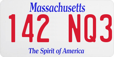 MA license plate 142NQ3