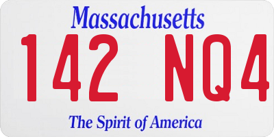 MA license plate 142NQ4