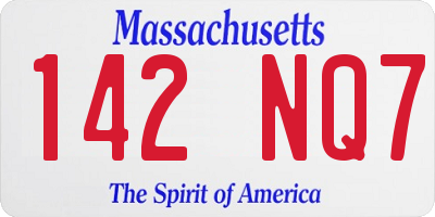 MA license plate 142NQ7