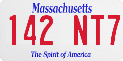 MA license plate 142NT7