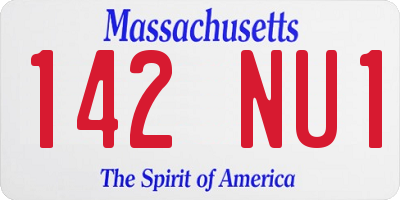 MA license plate 142NU1