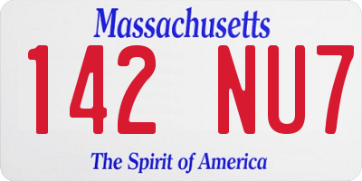 MA license plate 142NU7
