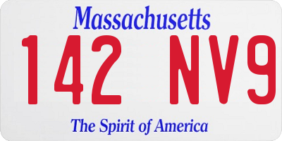MA license plate 142NV9