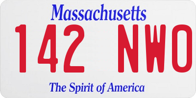 MA license plate 142NW0