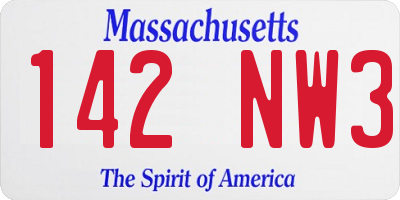 MA license plate 142NW3