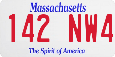 MA license plate 142NW4