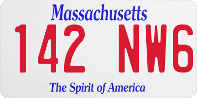 MA license plate 142NW6