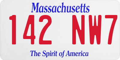 MA license plate 142NW7