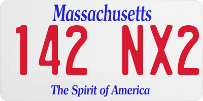 MA license plate 142NX2