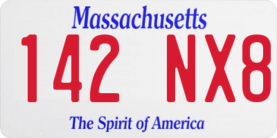 MA license plate 142NX8