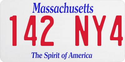 MA license plate 142NY4