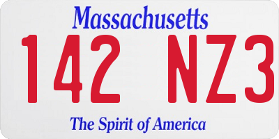 MA license plate 142NZ3