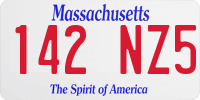 MA license plate 142NZ5