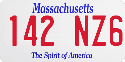 MA license plate 142NZ6