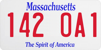 MA license plate 142OA1