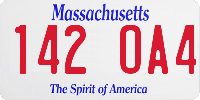 MA license plate 142OA4