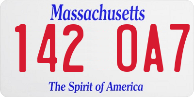 MA license plate 142OA7