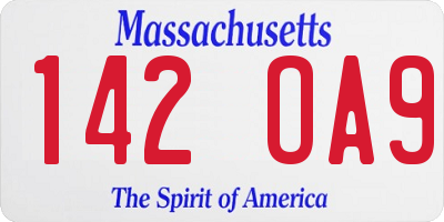 MA license plate 142OA9