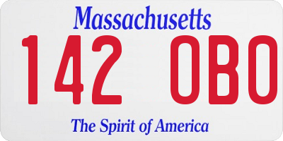 MA license plate 142OB0