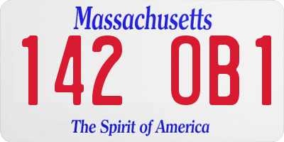 MA license plate 142OB1