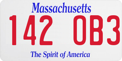 MA license plate 142OB3