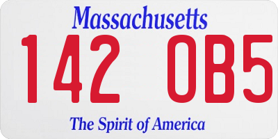 MA license plate 142OB5