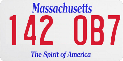 MA license plate 142OB7