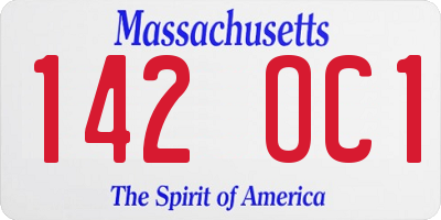 MA license plate 142OC1