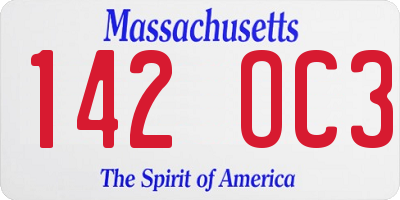 MA license plate 142OC3