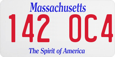 MA license plate 142OC4