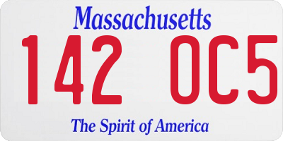 MA license plate 142OC5