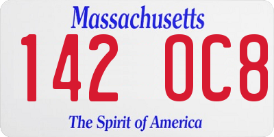 MA license plate 142OC8