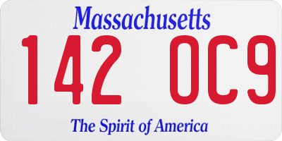 MA license plate 142OC9
