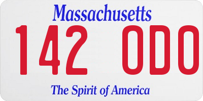 MA license plate 142OD0