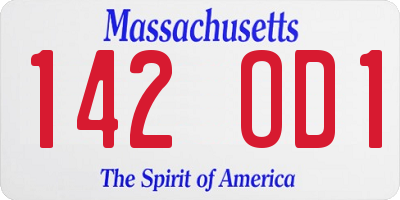 MA license plate 142OD1