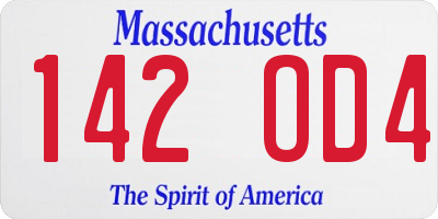 MA license plate 142OD4