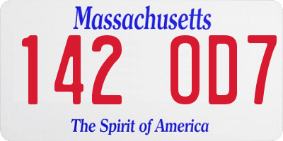 MA license plate 142OD7